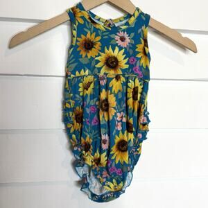 Little Sleepies Play Sunflower Floral Ruffle Bubble One Piece Girl 6-12 Months